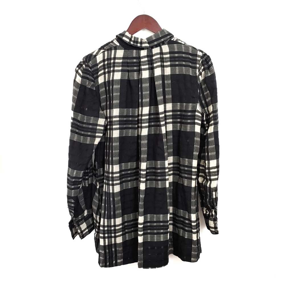 Free People Plaid Button Top Long Sleeve Black SM - Picture 3 of 6